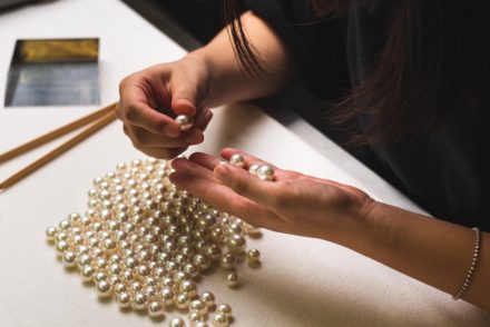 Pearl grader sorting pearl harvest